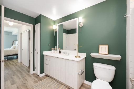 a bathroom with a toilet and a sink and a mirror