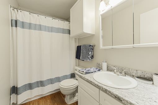 upgraded bathroom in north houston apartments