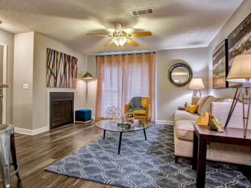 a living room with a couch and a coffee table