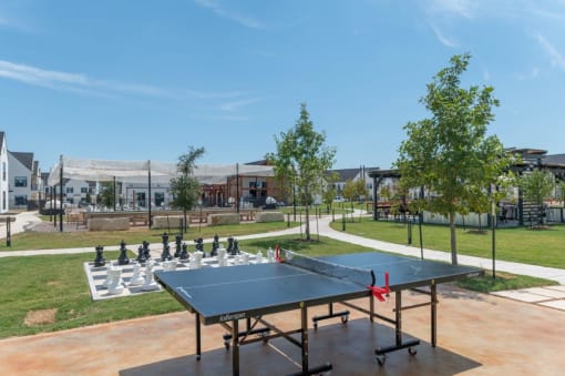 play a game of ping pong on our tennis court