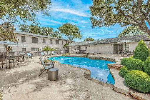our apartments have a resort style pool and patio