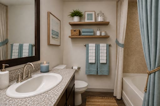 A bathroom with a white sink, a toilet, a bathtub, and a mirror.