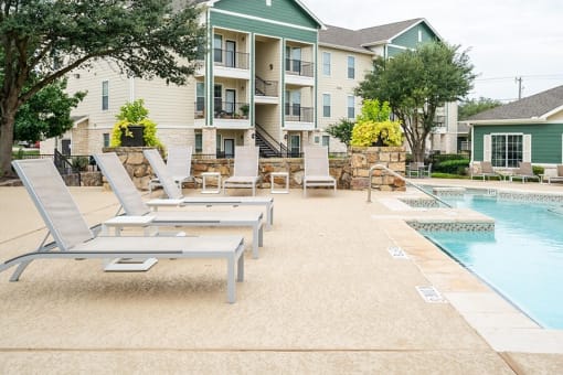 Pool and apartment exterior