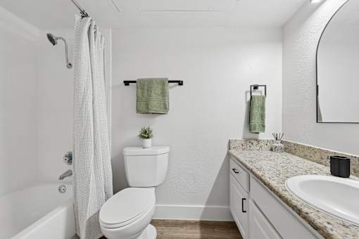 A white toilet sits next to a sink in a bathroom.