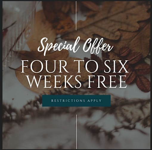 A promotional image advertising a "Special Offer" for "Four to Six Weeks Free".