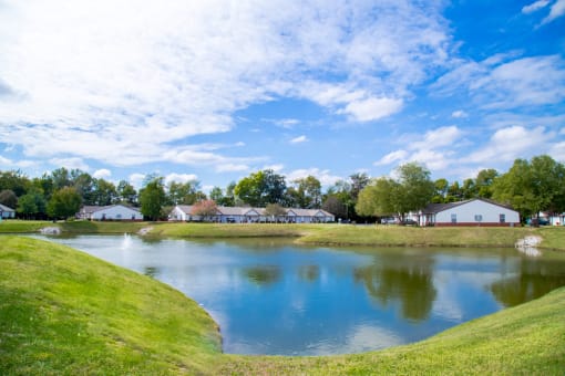 lake view with grass at Shady Oak Village - Senior Living Apartments, IN, 47802