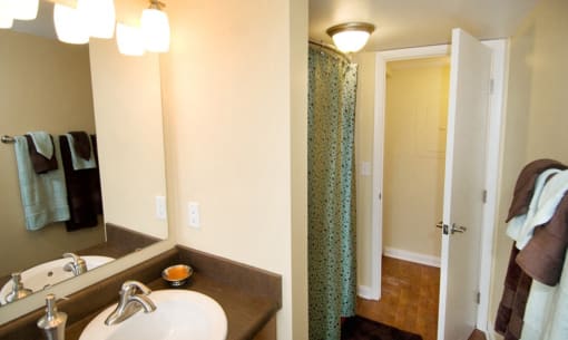 Luxurious Bathroom at The Ambassador at Library Square, Indianapolis, Indiana