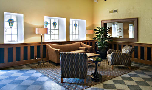 Lobby Area at The Ambassador at Library Square, Indianapolis, IN