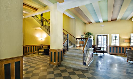 Spacious Lobby Area at The Ambassador at Library Square, Indianapolis