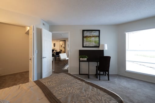 Dining room with a rug at Altitude at Blue Ash, Blue Ash