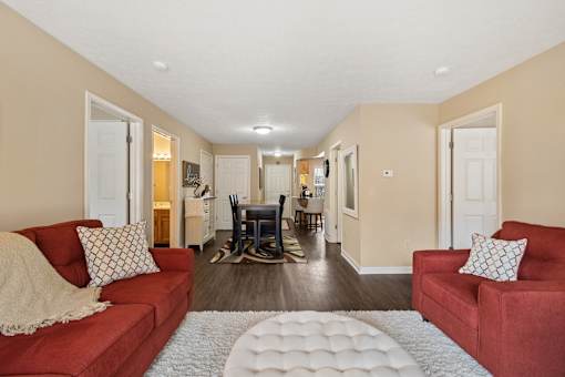 Large open living room at Heritage Trail Apartments in Terre Haute, IN.