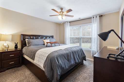 Large bedroom at Heritage Trail Apartments in Terre Haute, IN.