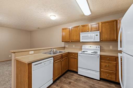 Open kitchen layout at Stadium Lofts Apartments in Terre Haute, IN 47803
