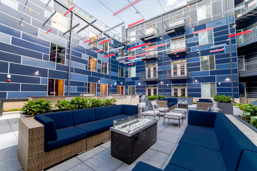 Outdoor Patio and Fireplace at The Congress at Library Square, Indianapolis