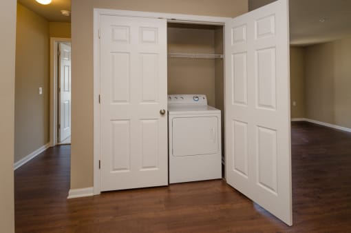 washer and dryer in closet