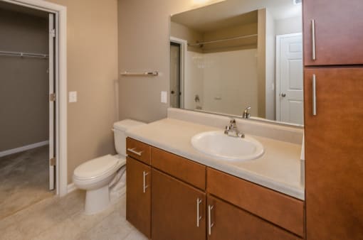 bathroom with cabinets in apartment