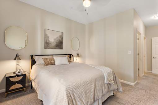 Bright Bedroom with Bed at Fieldstone at Glenwood Crossing, Cincinnati, 45215