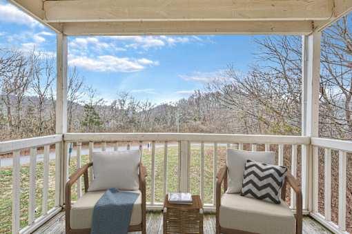 A covered balcony at Landmark at Lyncrest Reserve Apartments, Nashville, TN, 37209