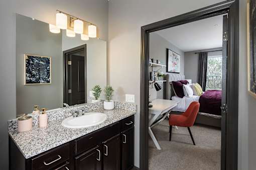 Bathroom With Vanity Lights at Mosaic at Levis Commons, Perrysburg, Ohio