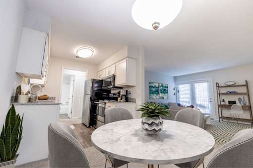Dining Area With Kitchen View at Gramercy Apartments, Indiana, 46032