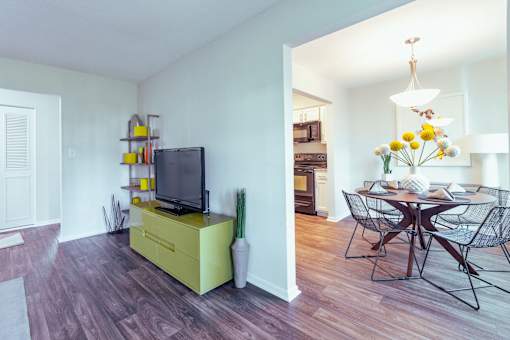Living Room With Dining Area at Gramercy Apartments, Carmel 