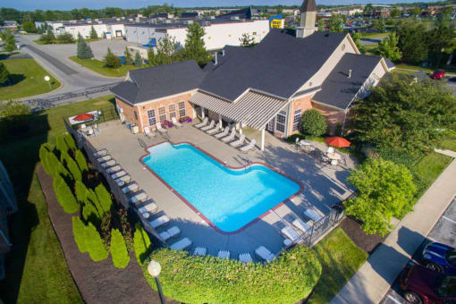 Aerial View Of Pool at Steeplechase at Shiloh Crossing, Avon, IN