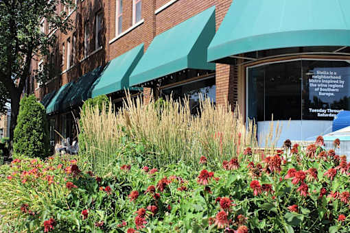 Garden view of the front phase at The Argyle on Mass Ave, Indianapolis, IN
