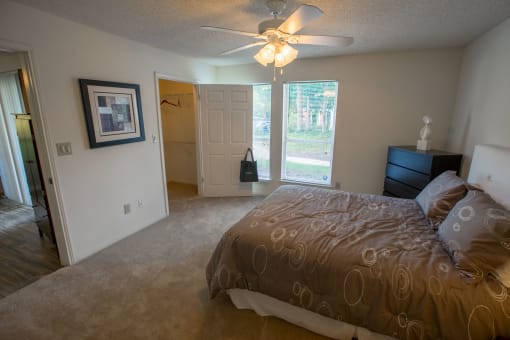Bedroom With Ceiling Fan at Residence at White River, Indiana, 46228