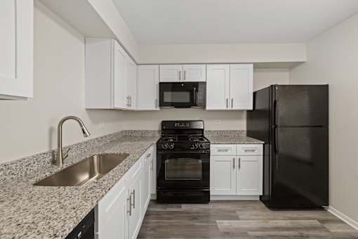 A newly renovated kitchen at The Winds at Poplar Creek Apartments , Illinois
