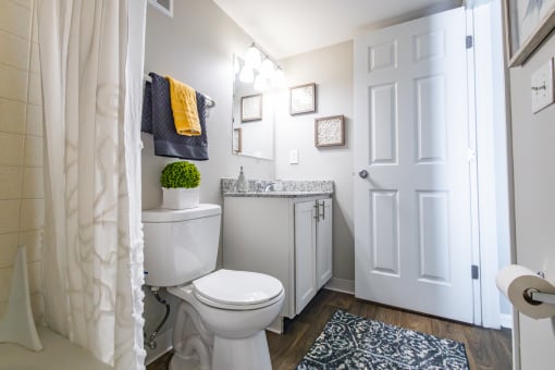 a bathroom with a toilet and a sink and a shower