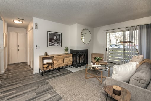 The Arlo Apartments in Citrus Heights living area with fireplace