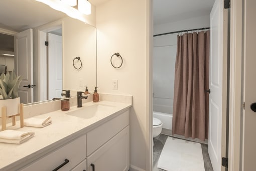 The Arlo Apartments in Citrus Heights bathroom with shower and vanity