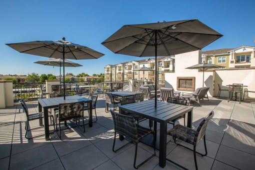 Fire place outside seating l Alira Apartments for rent in Sacramento Ca