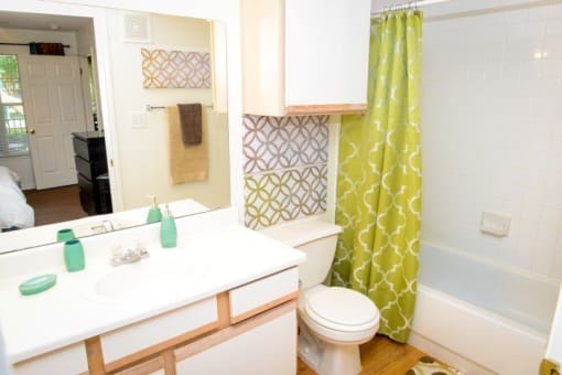 Bathroom shower and vanity at ARBORS OF KILLEEN, KILLEEN