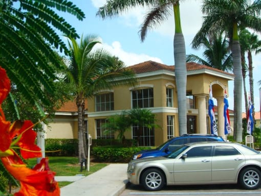 Parking near buildings at Bernwood Trace Apartments, Fort Myers, FL, 33966