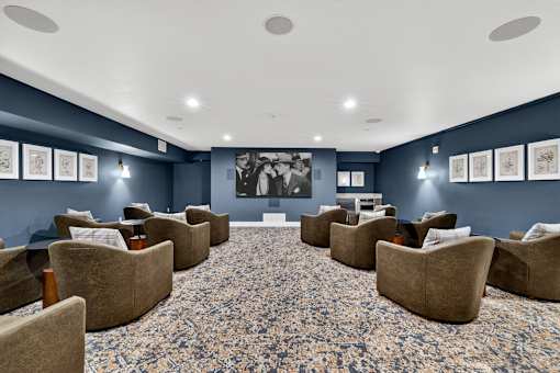 Community Movie Theater at Vintage at Marine View Senior 55+ Apartments, Everett, Washington