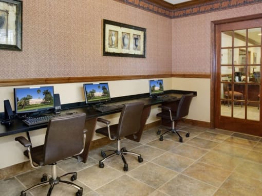 Business center with computers at Doral Terrace, Florida, 33178