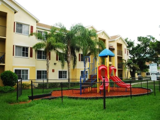 Fenced playground at Alhambra Cove, Miami