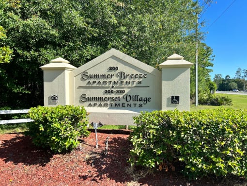 a sign for the summer breeze apartments at SUMMERBREEZE & SUMMERSET, ST. AUGUSTINE Florida