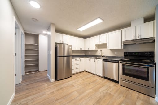 Kitchen with stainless steel appliances 