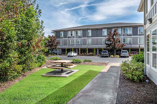 Outdoor Seating at Fairview Village Apartments, Fairview, Oregon