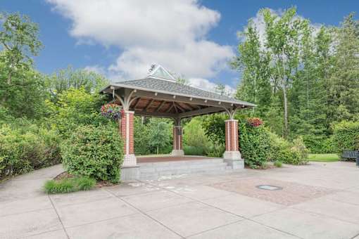 A gazebo at Fairview Village Homes, Fairview, Oregon