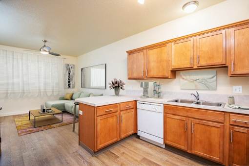 Furnished Kitchen at Fairview Village Homes, Fairview, OR