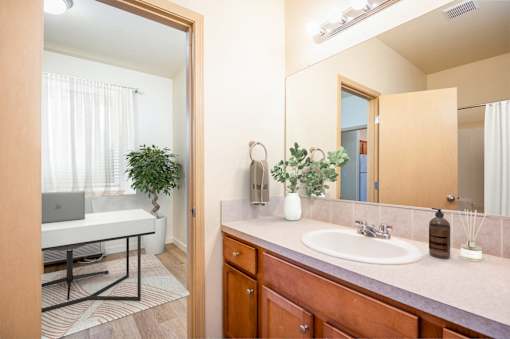 Large Bathroom with Expansive Countertops at Fairview Village Homes, Fairview, Oregon