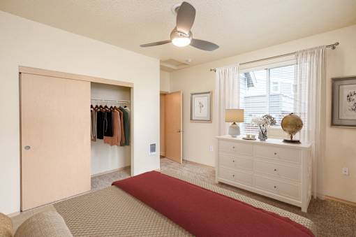 Bedroom With Closet at Fairview Village Homes, Fairview, Oregon