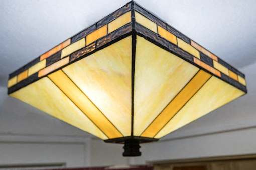 A stained glass ceiling light at Palladian Apartments, Portland, OR ? 