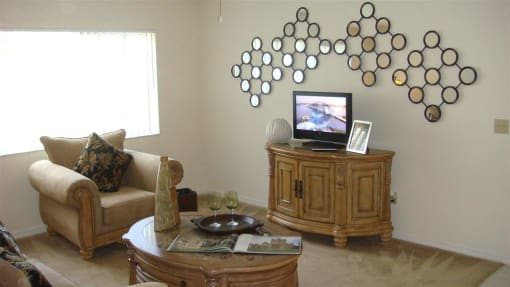 Living room couch at Mission Bay Apartments, Rockledge, 32955