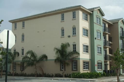 Exterior view of building with parking at Harbour Cove, Florida, 33009?
