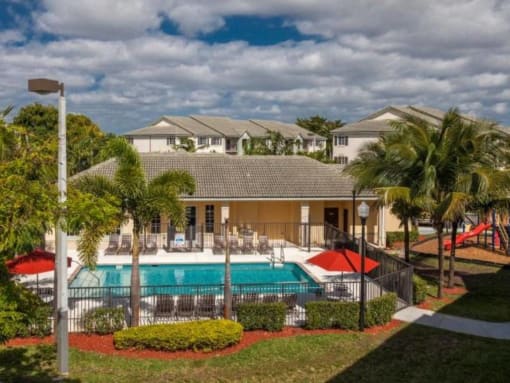 Aerial Pool View at Valencia Pointe, Florida