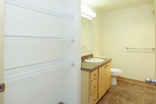 a bathroom with a sink and a toilet at Troutdale Terrace, Oregon